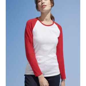 Tee-Shirt Femme Bicolore Manches Longues Raglan